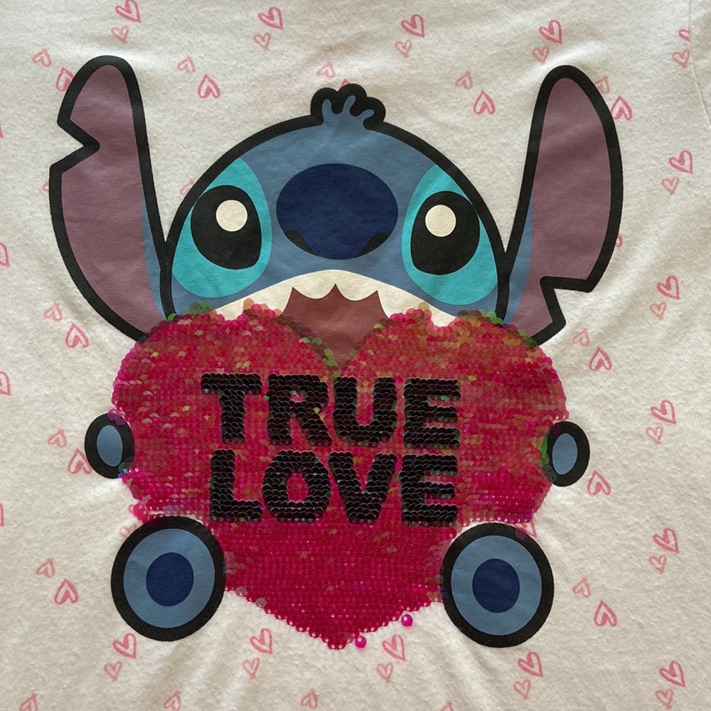 Girls L (10/12) Stitch Valentines Day T - Picture 2 of 3
